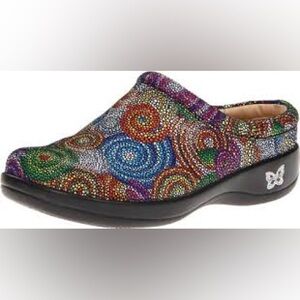 Algeria Kayla “bullseye” leather slip on clogs shoes size 41 (10/10.5 USA)